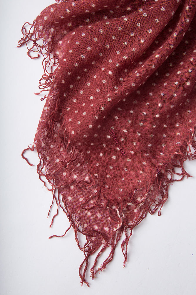 Chan Luu Cashmere and Silk Scarf Wrap Polka Dot Red Pear