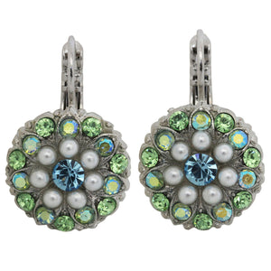 Mariana "Green Blue Pearl" Rhodium Plated Guardian Angel Crystal Earrings, 1029 84ro