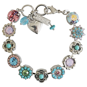 Mariana "Summer Fun" Silver Rhodium Flower Garden Crystal Bracelet, Multi Color 4072 3711ro