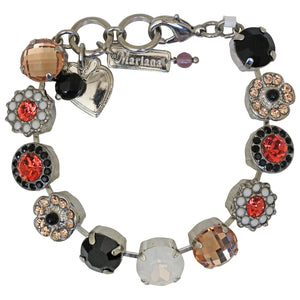 Mariana "Pomegranate" Rhodium Plated Lovable Rosette Crystal Bracelet, 4084 1045ro