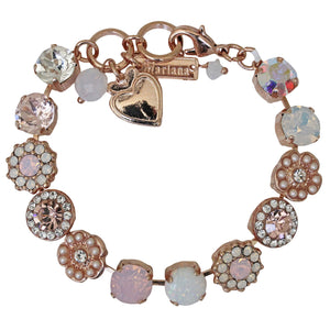 Mariana "Snowflake" Rose Gold Plated Lovable Mixed Element Crystal Bracelet, 4045/2SO1 M1112rg