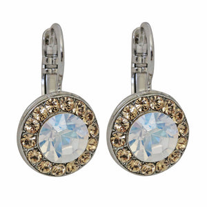 Mariana "Champagne and Caviar" Rhodium Plated Must-Have Round Pavé Crystal Earrings, 1129 391100ro