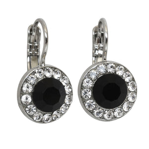 Mariana "Checkmate" Rhodium Plated Must-Have Round Pavé Crystal Earrings, 1129 280-1ro