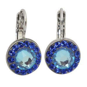 Mariana "Sun-Kissed Ocean" Rhodium Plated Must-Have Round Pavé Crystal Earrings, 1129 143206ro