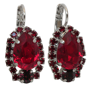 Mariana "Lady in Red" Rhodium Plated Teardrop Pear Crystal Earrings, 1259/1 1070ro