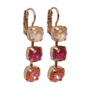 Mariana "Dreamsicle" Rose Gold Plated Sun-Kissed Three Stone Crystal Earrings, 1440/1 160-1rg