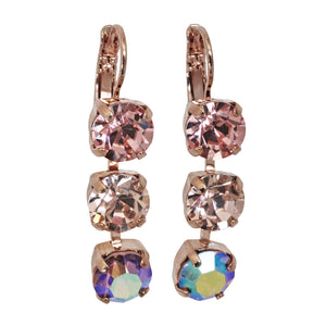 Mariana "Flamingo" Rose Gold Plated Three Stone Crystal Earrings, 1440/1 319rg