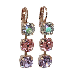 Mariana "Pina Colada" Rose Gold Plated Three Stone Crystal Earrings, 1440/1 1063rg