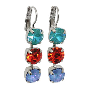 Mariana "Poppy" Rhodium Plated Sun-Kissed Three Stone Crystal Earrings, 1440/1 1909ro